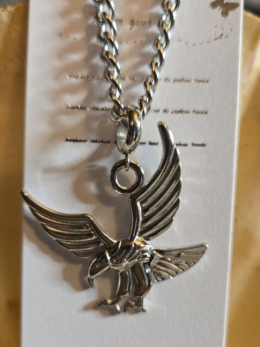 Silver Stainless Steel Eagle Pendant Necklace